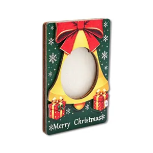 Christmas wooden magnetic photo frame 3D holiday fridge magnet decorative picture holder.