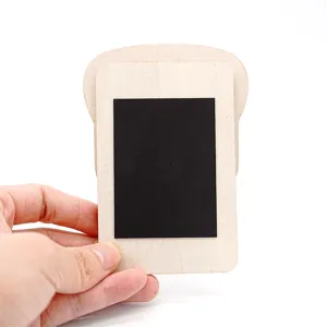 Wooden toast shape magnetic photo frame blank DIY fridge magnet memo board rear view display item
