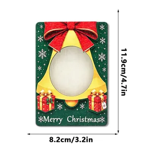 Christmas wooden magnetic photo frame 3D holiday fridge magnet festive home decor details