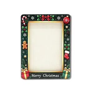 Christmas magnetic photo frame wooden fridge magnet holiday home decoration festive picture holder