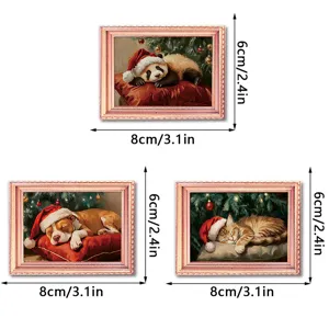 Christmas luminous wooden fridge magnet photo frame detail view showing 8x6cm size dimensions.