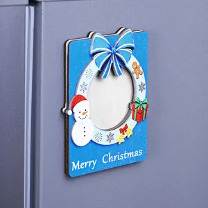 Cute Wooden Christmas Magnetic Photo Frame Fridge Magnet Festive Holiday Home Decor