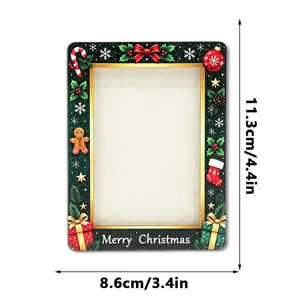 Christmas magnetic photo frame wooden fridge magnet holiday decoration picture frame gift.