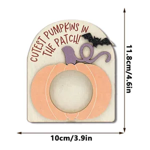 Halloween wooden magnetic photo frame pumpkin shape cute festival decor sign size 11.8x10cm