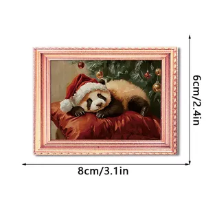 Christmas wooden photo frame fridge magnet cute panda holiday home decor cute gift