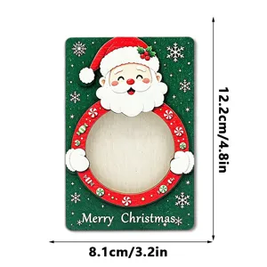 Christmas magnetic wooden photo frame refrigerator sticker, festive holiday decor.