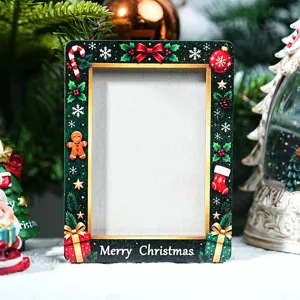 Christmas magnetic wooden photo frame fridge sticker holiday home decor detail display