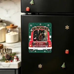 Christmas wooden 3D magnetic photo frame fridge magnet holiday home kitchen decor