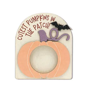 Halloween wooden magnetic photo frame pumpkin bat holiday decor cute sign fridge sticker.