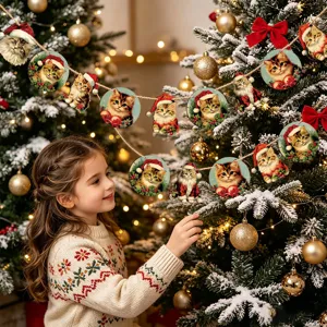 Ghirlanda di legno di Natale decorazione simpatici gatti ornamenti per festa di casa stanza