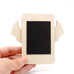 Halloween wooden magnetic photo frame with bat wings, perfect festive fridge magnet decoration.