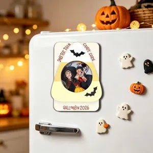 Halloween wooden magnetic photo frame candy corn shaped festival fridge decor item