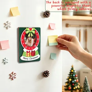 Christmas wooden magnetic photo frame fridge magnet for holiday home decor and memo notes.