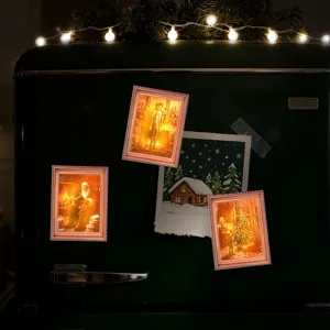 Kerst lichtgevende fotolijst koelkastmagneet houten magnetische sticker vakantie decoratie