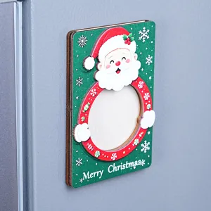 Christmas wooden magnetic photo frame fridge magnet holiday home decor picture display