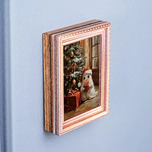 Kerst spook houten fotolijst koelkastmagneet, schattige feestelijke magnetische deco.
