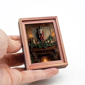 Kerst verlichte fotolijst koelkastmagneet, houten decoratieve magnetische sticker voor feest.