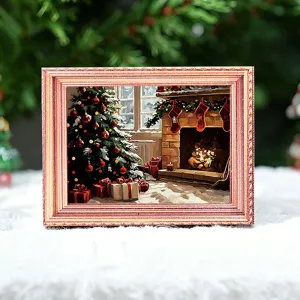 Kerst lichtgevende fotolijst koelkastmagneet houten magnetische vakantie decoratie