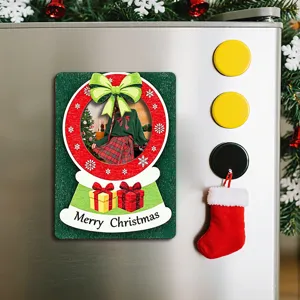 Wooden Christmas magnetic photo frame fridge magnet for holiday home kitchen decor items.