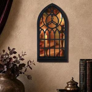 Gothic arched window wall mirror black vintage decorative mirror for home room wall decor 3D