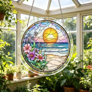 Decoration murale suspendue de puzzle de capteur de soleil en acrylique pour fenetre