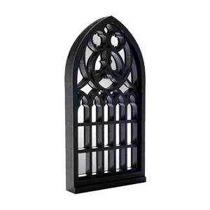 3D gothic arched window mirror black decorative wall art vintage home decor desktop ornament