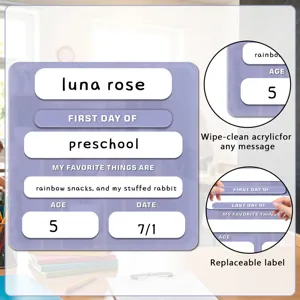 Acryl terug naar school bord, uitwisbaar herbruikbaar berichtenbord met verwisselbare labels.