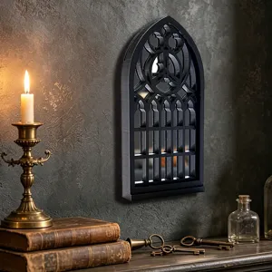 Gothic arched window wall mirror black vintage home decor gothic room decoration style
