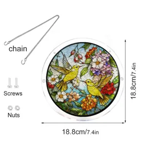 Stained acrylic hummingbird suncatcher window hanging decor with chain and screws 18.8cm