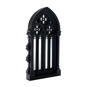 Gothic arched window mirror black decorative wall sticker vintage home decor ornament sculpture