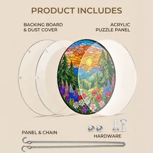 Suncatcher acrylic puzzle window hanging decor with backing board hardware chain parts