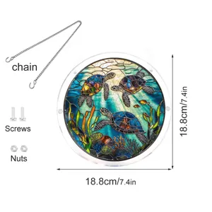 Attrape-soleil Tortue de Mer en Verre Acrylique Pendentif Puzzle Suspendu 18.8cm
