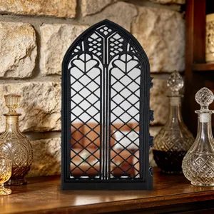 Gothic style window mirror detail, vintage arched decorative wall accent for home decor