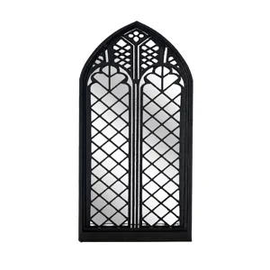 Gothic window wall mirror decorative black arched lattice mirror for home room decor