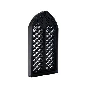 3D printed gothic arched window mirror black decorative wall sticker ornament for home