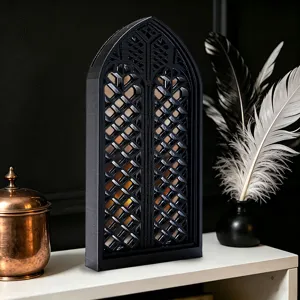 Gothic arched window mirror decor detail, dark style 3d printed home ornament display