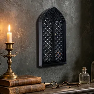 Gothic window mirror wall decor, 3D arch mirror home decoration for living room and bedroom.