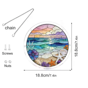 Suspense murale attrape-soleil puzzle en acrylique motif coquillage, chaîne et vis incluses.