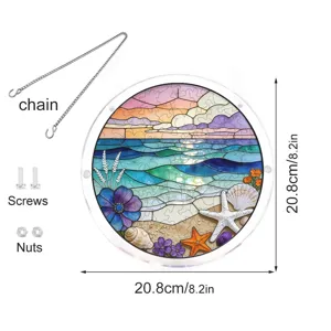 Attrape-soleil puzzle en acrylique design océan décoration de fenêtre avec chaîne 20.8cm