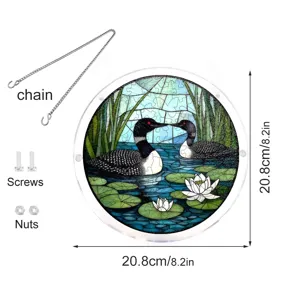 Acrylic loons suncatcher window hanging decoration with chain, screws and nuts, 20.8cm