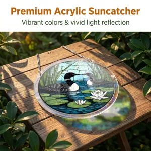 Premium acrylic suncatcher window hanging with vibrant colors and vivid light reflection.