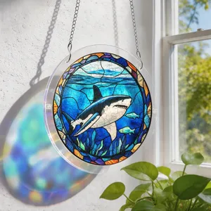 Attrape-soleil grand requin blanc en verre teinté acrylique suspension de fenêtre
