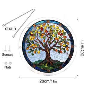 Acrylic tree of life suncatcher window hanging panel with chain and screws size 28cm