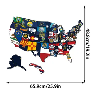 Detailed view of the US state map magnetic puzzle fridge magnet showing dimensions and pieces.