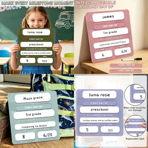 Back to School Acrylic Sign First Day of School Milestone Board Reusable Dry Erase Sign Board with Marker