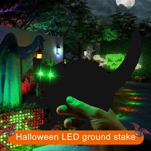 Halloween LED ground stakes black cat yard outdoor spooky light up sign decor
