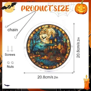 Colgante atrapasol de acrílico de Halloween con cadena y tornillos, diámetro 20,8 cm decoración.