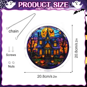 Vidriera Halloween atrapasol acrílico decoración de ventana detalles de tamaño y accesorios.
