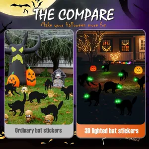 Halloween garden stakes lighted black cat yard decoration spooky holiday party props