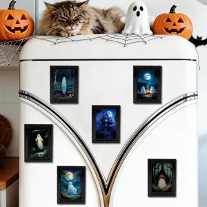 Halloween 3D Geist magnetische Kühlschrankaufkleber Bilderrahmen Set für gruselige Deko.